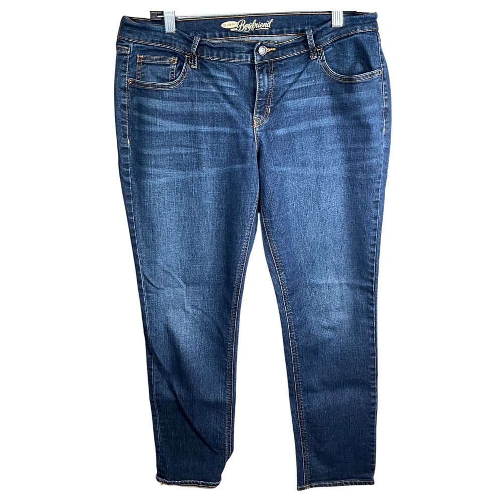 Old Navy Boyfriend Jeans Womens 14 Dark Wash Relaxed Mid Rise Denim Pants